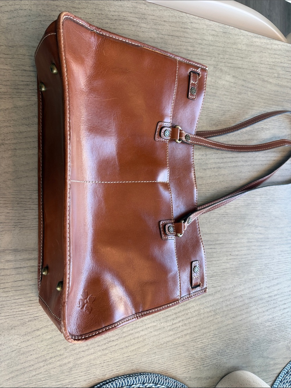 Patricia Nash - Leather Tote Bag in Cognac Brown - Classic Women's Shoulder Bag